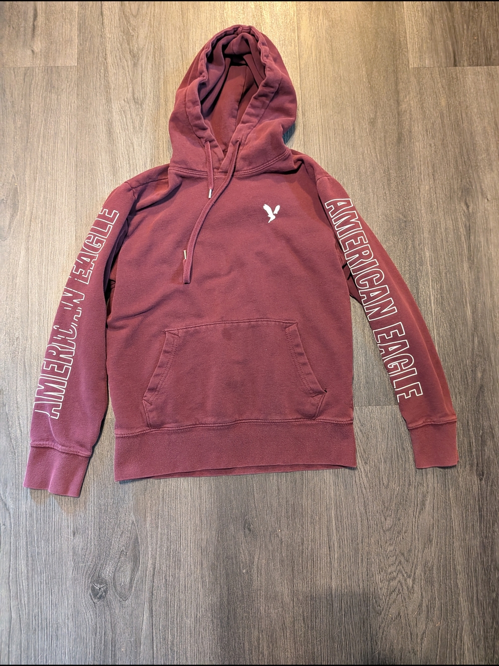 American Eagle Outfitters Maroon Hoodie with White Logo